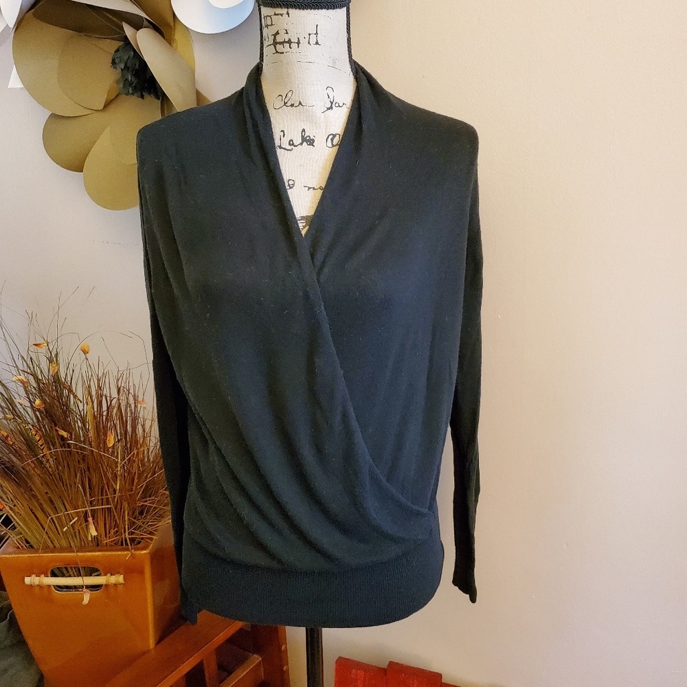 H&M Black Wrap Front Sweater
